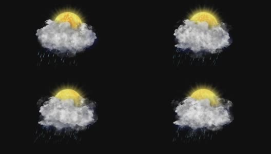 太阳雨，天气预报图标高清在线视频素材下载