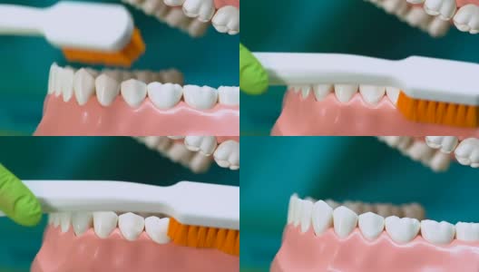 专业牙医讲解如何正确清洁牙齿，保持口腔卫生高清在线视频素材下载