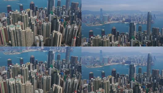 从太平山顶眺望香港城市天际线。高清在线视频素材下载