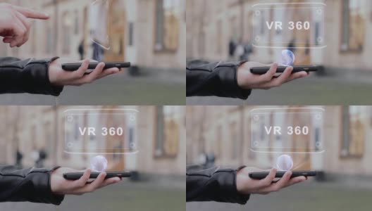男性双手显示HUD全息VR 360高清在线视频素材下载