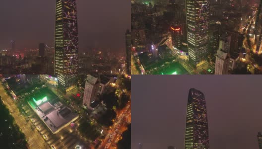 夜光深圳市著名建筑顶层航拍4k中国全景高清在线视频素材下载