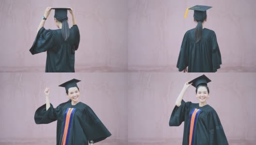亚洲女学生获得了该大学的学士学位。高清在线视频素材下载