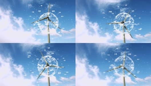 Wind turbine and globe高清在线视频素材下载