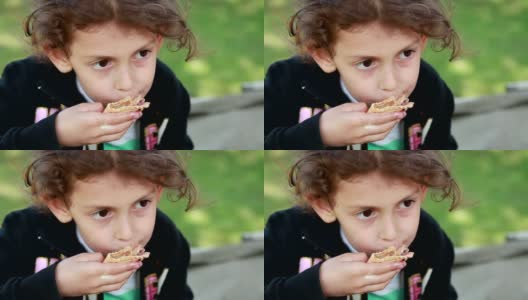 小女孩在吃冰淇淋高清在线视频素材下载