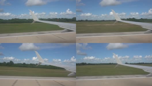 一架飞机起飞，从左边窗口拍摄高清在线视频素材下载