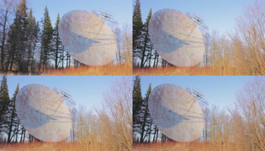大型射电天文望远镜天线在森林广播信号高清在线视频素材下载