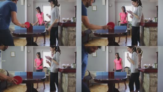 在家里打乒乓球高清在线视频素材下载