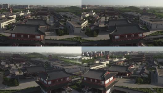 俯瞰古建筑社区的中国庙宇高清在线视频素材下载