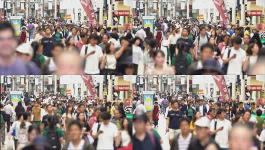 慢镜头:俯视图游客行人拥挤在日本神户元町购物街高清在线视频素材下载