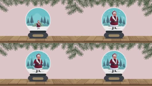 圣诞快乐的动画与圣诞老人妻子在sphere高清在线视频素材下载