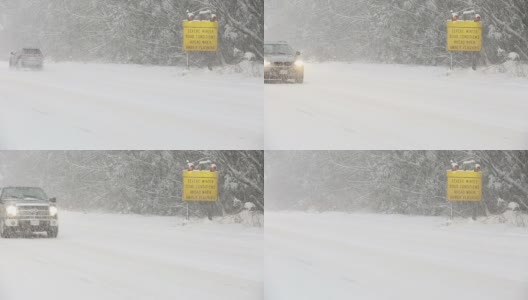 冬季驾驶雪暴风雪高清在线视频素材下载