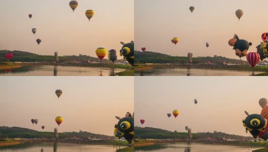 泰国清莱热气球的彩色延时摄影。高清在线视频素材下载