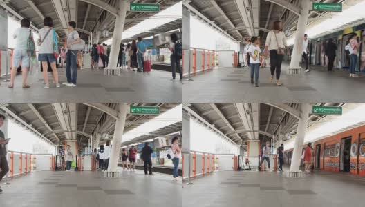时间流逝:人们在曼谷地铁站旅行高清在线视频素材下载