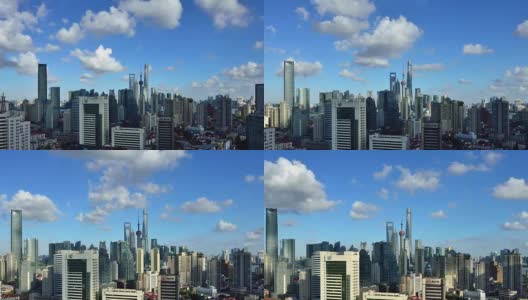 延时拍摄:阳光明媚的上海天际线(放大)高清在线视频素材下载