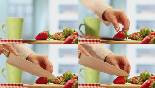 切草莓。高清在线视频素材下载