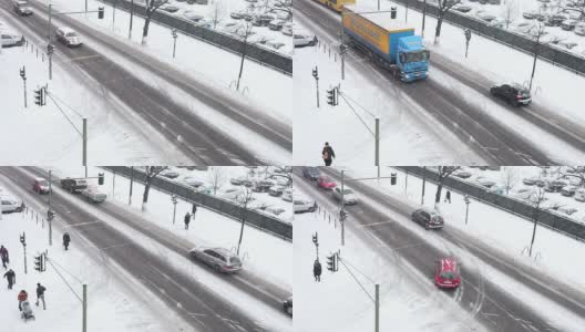 交通在冬季高清在线视频素材下载