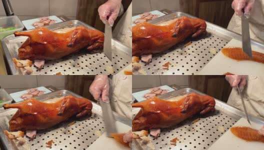 厨师切北京烤鸭高清在线视频素材下载