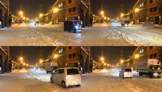 日本北海道小樽城夜景高清在线视频素材下载