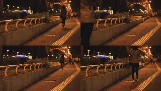 夜晚独自走在街上的女人高清在线视频素材下载
