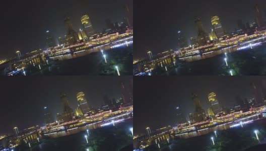 现代建筑鸟瞰图和天津城市夜景，实时。高清在线视频素材下载