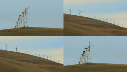 风力涡轮机在农业用地上发电高清在线视频素材下载