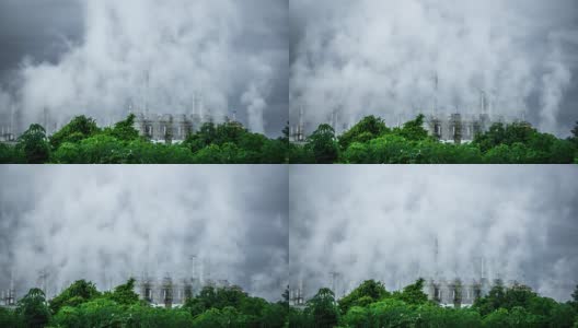 炼油厂烟间隔拍摄高清在线视频素材下载