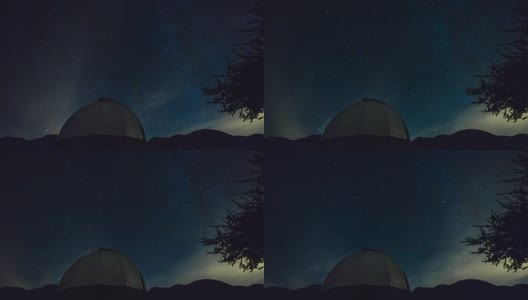 天文观测站在夜晚-星星移动在背景上高清在线视频素材下载