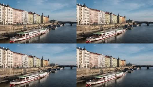 布拉格弗拉瓦河的超光速美景高清在线视频素材下载