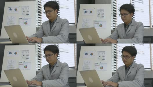 在办公室使用笔记本电脑的商人高清在线视频素材下载