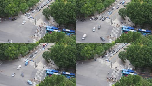 城市十字路口的繁忙交通/中国深圳高清在线视频素材下载