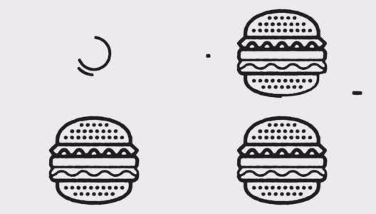 汉堡包图标动画素材和Alpha通道高清在线视频素材下载
