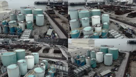 香港青衣港口内的储油罐高清在线视频素材下载
