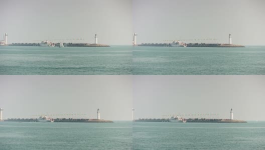 夜光青岛城著名的奥林匹克湾码头全景时间推移4k中国高清在线视频素材下载