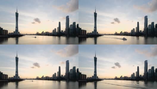 黄昏时分的广州天际线高清在线视频素材下载
