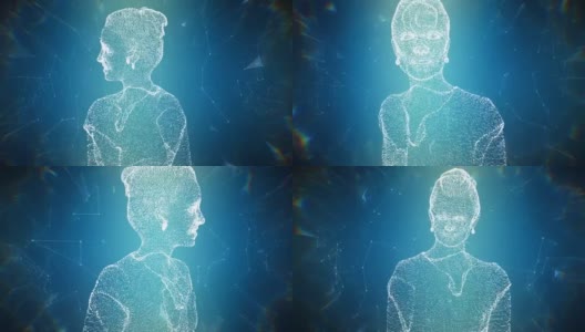 抽象人脸分析的三维渲染。生物识别扫描概念。身份验证技术。Loopable动画。高清在线视频素材下载