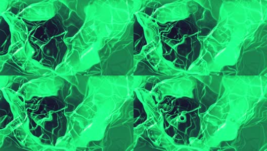 绿色抽象波浪明胶，液体和熔融玻璃看背景3d可循环股票视频高清在线视频素材下载