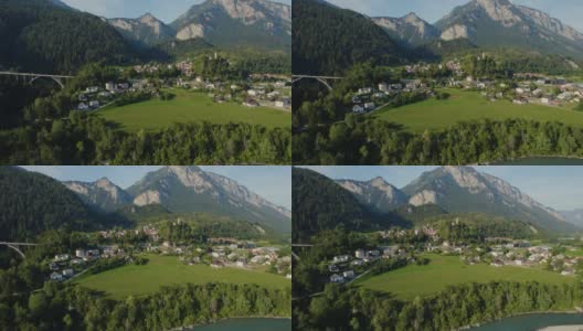 俯瞰瑞士塔明斯村高清在线视频素材下载