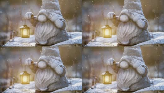 圣诞卡片(循环4k) -雪花与闪光效果。高清在线视频素材下载