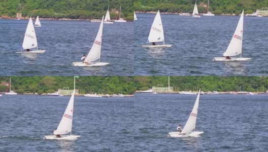 帆船和景观全景Niterói里约热内卢巴西里约热内卢。高清在线视频素材下载