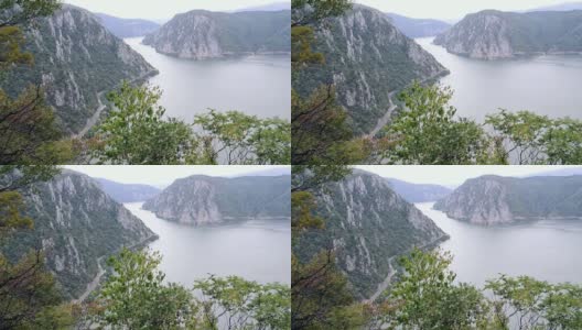 从多瑙河到锅炉。峡谷中的山景由一条河流穿过群山形成高清在线视频素材下载