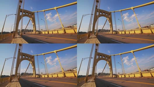 黄色金属桥。背景高清在线视频素材下载