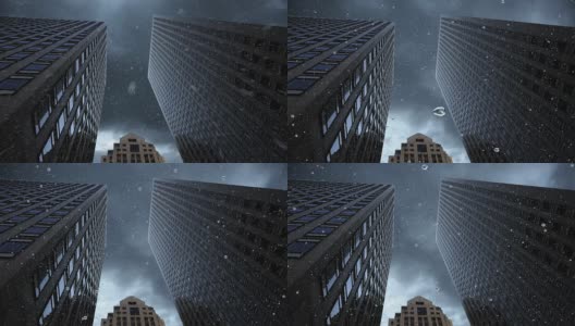 暴雨中的摩天大楼高清在线视频素材下载