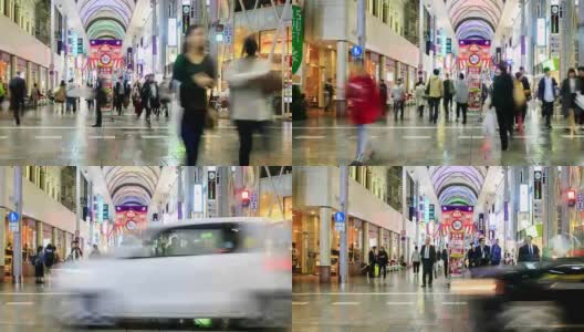 4K时光流逝:hondori拥挤的购物高清在线视频素材下载