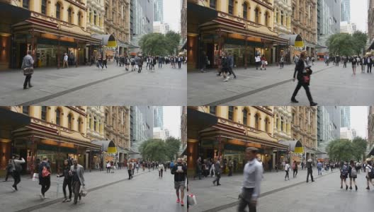 澳大利亚悉尼皮特街购物中心的行人高清在线视频素材下载