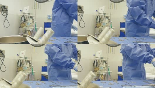 外科医生为外科手术准备医疗器械高清在线视频素材下载