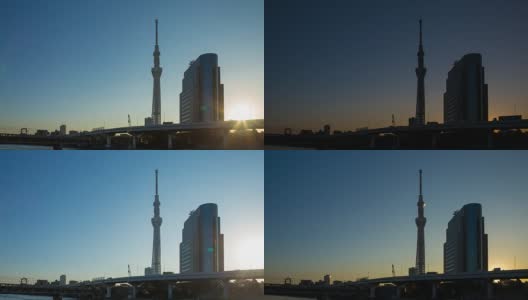4K时间从夜到日:东京天空树。高清在线视频素材下载