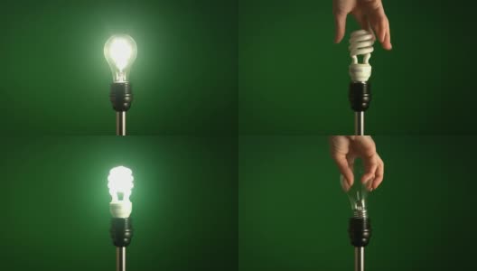 绿色能源荧光灯。高清在线视频素材下载
