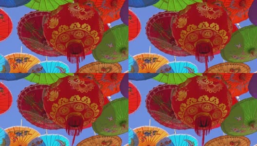 中国灯笼和雨伞高清在线视频素材下载