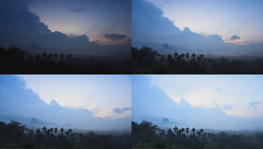 泰国有雾和云的山地景观。高清在线视频素材下载