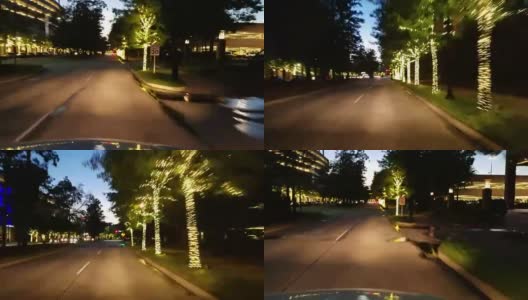 夜间在城市街道上开车的个人视角。高清在线视频素材下载